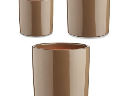 Set of pots Ø 14 cm Ø 22 cm Ø 17 cm Cylinder 3 Pieces Taupe Online now