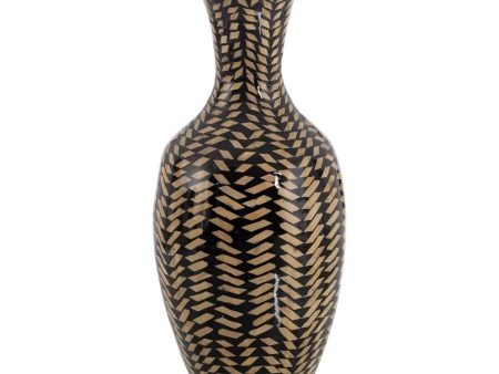 Vase Black Beige 25 x 25 x 59 cm Hot on Sale