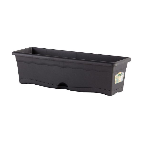 Planter with Dish Plastiken Anthracite polypropylene 80 x 20 cm Online Hot Sale