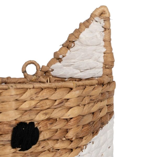 Basket Fox White Black Beige Natural Fibre 30 x 11 x 33 cm Online