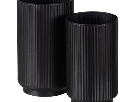 Set of Planters Black Iron 16,5 x 16,5 x 28 cm (2 Units) For Sale