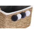 Basket set DKD Home Decor Natural Natural Fibre Pompoms 33 x 33 x 25 cm 2 Pieces Supply