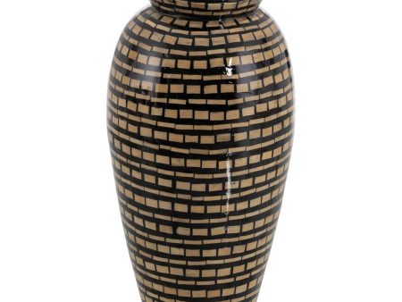 Vase Black Beige Bamboo 21 x 21 x 40 cm Hot on Sale