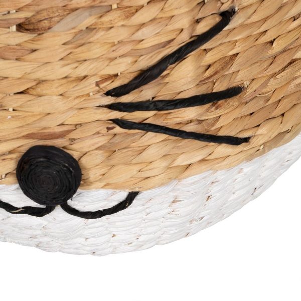 Basket Cat White Black Beige Natural Fibre 41 x 41 x 38 cm Online Sale