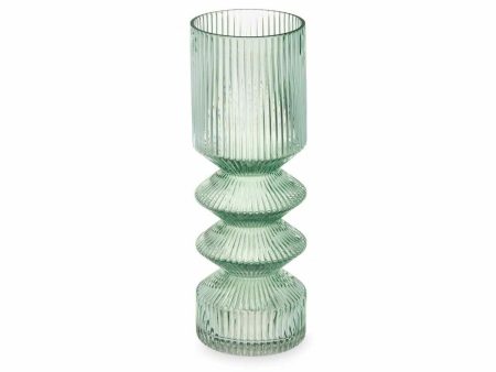 Vase Stripes Green Crystal 8 x 23 x 8 cm (8 Units) For Cheap