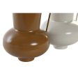 Vase DKD Home Decor 13 x 12.5 x 17 cm Beige Metal Orange Mustard (2 Units) Online