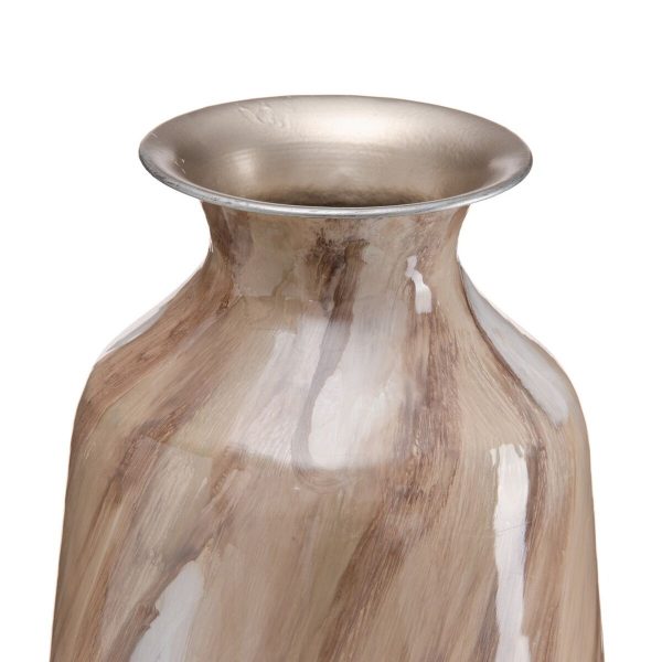 Vase Beige Iron 28 x 28 x 68 cm Fashion