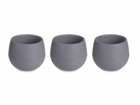 Set of pots 6,2 x 6,2 x 6,6 cm Anthracite Plastic (8 Units) Supply