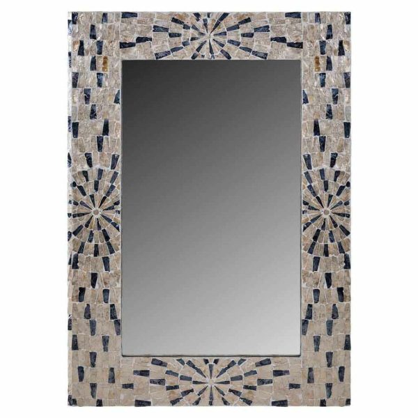 Wall mirror Alexandra House Living Grey Cream 70 x 3 x 100 cm Rectangular Fashion