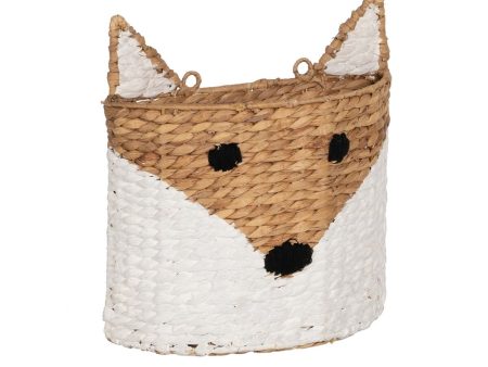 Basket Fox White Black Beige Natural Fibre 30 x 11 x 33 cm Online