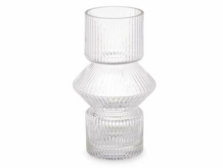 Vase Stripes Transparent Crystal 9,5 x 16,5 x 9,5 cm (8 Units) Cheap