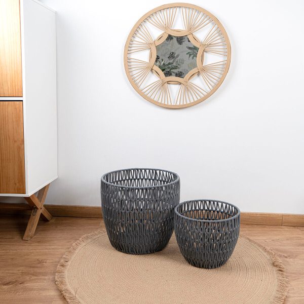 Basket set Vinthera Moa Cotton Metal 2 Pieces Grey Online