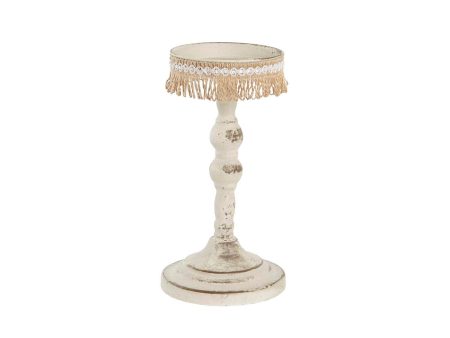 Candleholder DKD Home Decor Metal White 13 x 13 x 25 cm Supply