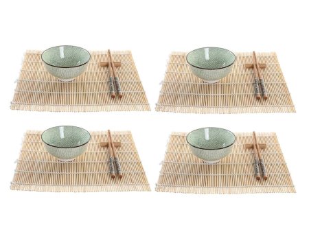 Sushi Set DKD Home Decor 14,5 x 14,5 x 35 cm Stoneware Oriental (16 Pieces) Cheap