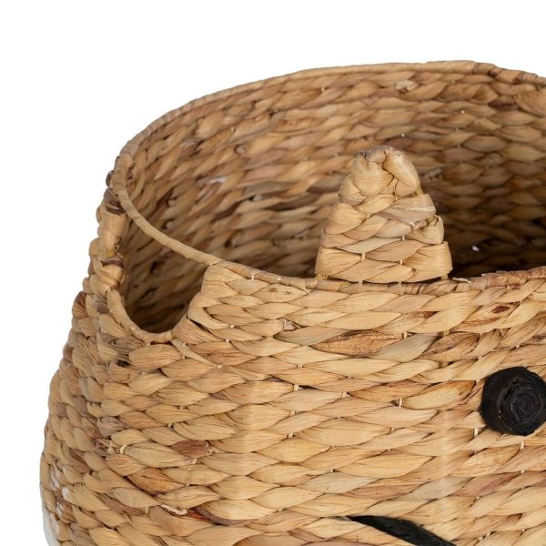 Basket Cat White Black Beige Natural Fibre 41 x 41 x 38 cm Online Sale