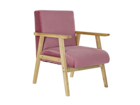 Armchair DKD Home Decor Pink Polyester MDF Wood (61 x 63 x 77 cm) Sale