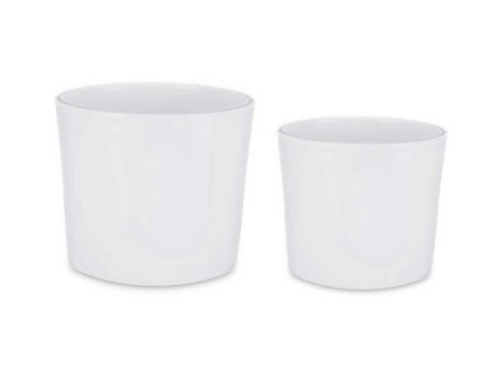 Set of pots Ø 22 cm Ø 27 cm 2 Pieces White Clay For Cheap