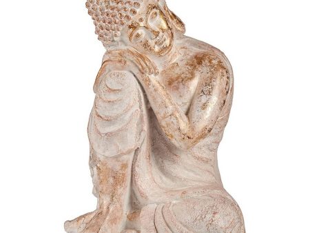 Decorative Garden Figure Buddha White Gold Polyresin (35,5 x 54,5 x 42 cm) Online Hot Sale