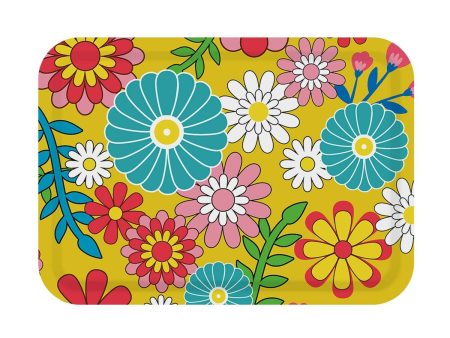 Tray Versa Yellow Polyethylene RPET 27 x 2,2 x 38 cm Flowers For Cheap