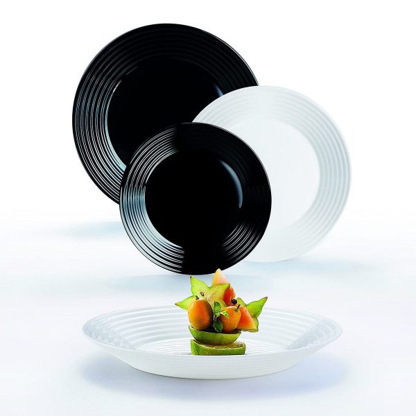 Tableware Luminarc 1900 White Black Glass 18 Pieces Supply