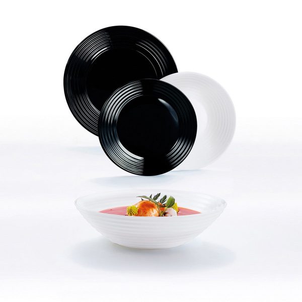 Tableware Luminarc 1900 White Black Glass 18 Pieces Supply