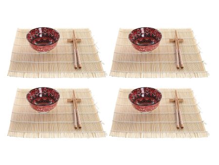 Sushi Set DKD Home Decor 14,5 x 14,5 x 31 cm Fuchsia Mandala Stoneware Oriental (16 Pieces) For Cheap