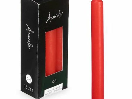 Candle Set Acorde 123-C-AR Red 2 x 2 x 15 cm (12 Units) on Sale