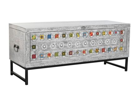 Chest DKD Home Decor Ceramic Grey White Mango wood (116 x 40 x 50 cm) on Sale