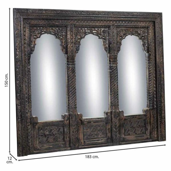 Wall mirror Alexandra House Living Black 12 x 150 x 183 cm Rectangular Sale