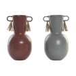 Vase DKD Home Decor 14 x 13 x 24 cm Grey Metal Terracotta (2 Units) Online Hot Sale