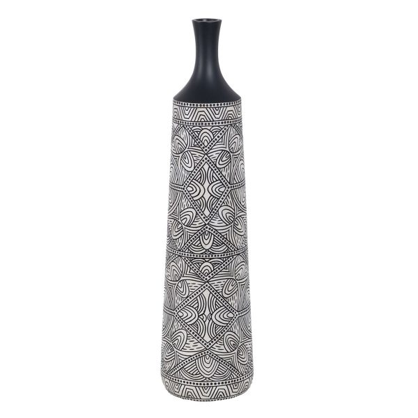 Vase White Black Polyresin 20 x 20 x 80 cm For Sale