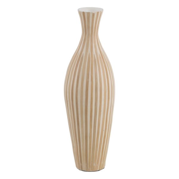 Vase White Beige Bamboo 20 x 20 x 64 cm Online Hot Sale