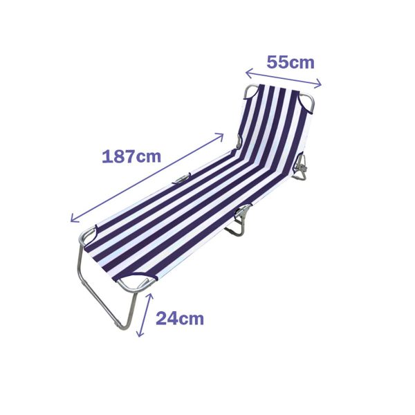 Sun-lounger Marbueno Stripes Blue White 187 x 24 x 55 cm Fashion