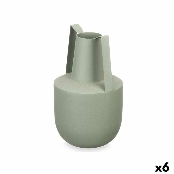 Vase With handles Green Steel 14 x 24 x 14 cm (6 Units) Hot on Sale