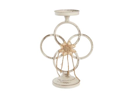 Candleholder DKD Home Decor 24 x 13 x 34 cm Metal White Discount