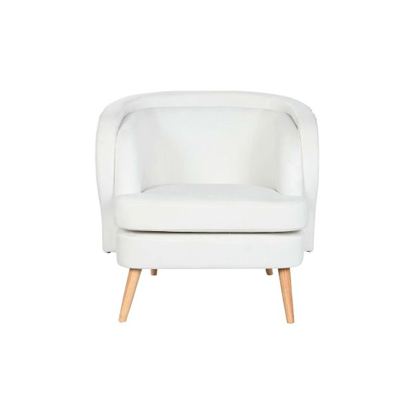 Armchair DKD Home Decor White Natural Wood 91 x 80 x 78 cm Cheap