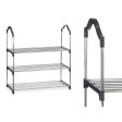 Shoe Rack 3 Shelves Silver 58 x 26 x 58 cm Black Metal (6 Units) Discount