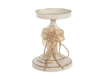 Candleholder DKD Home Decor 13 x 13 x 17,5 cm Metal White Hot on Sale