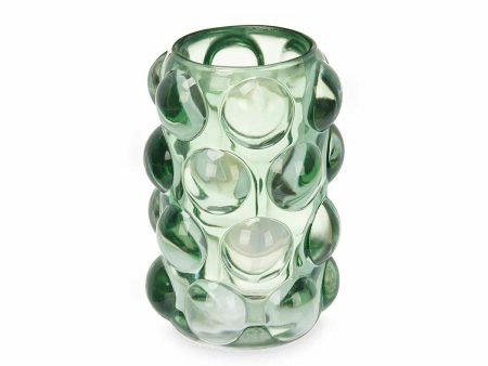 Candleholder Microbeads Green Crystal 8,4 x 12,5 x 8,4 cm (12 Units) For Discount