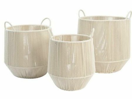 Basket set DKD Home Decor Beige Metal 38 x 38 x 45 cm 3 Pieces Supply