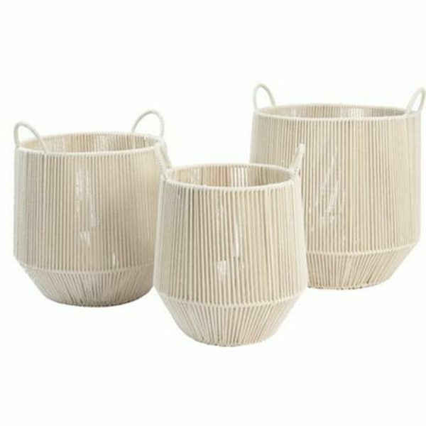 Basket set DKD Home Decor Beige Metal 38 x 38 x 45 cm 3 Pieces Supply