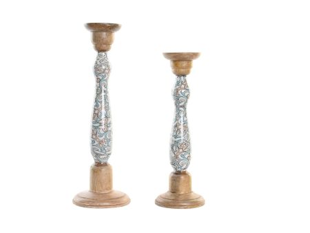 Candleholder DKD Home Decor Metal Mango wood (17 x 17 x 52,5 cm) (2 Pieces) Online Sale