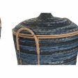 Basket set DKD Home Decor Blue Black Boho 51 x 51 x 65 cm 3 Pieces For Cheap