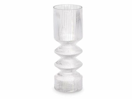 Vase Stripes Transparent Crystal 8 x 23 x 8 cm (8 Units) Online