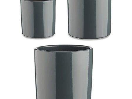 Set of pots Ø 14 cm Ø 22 cm Ø 17 cm Cylinder 3 Pieces Anthracite Hot on Sale