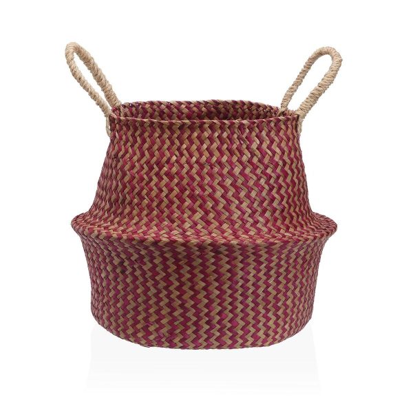 Decorative basket Versa Red Marine algae Ø 28 cm Sale