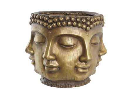 Planter DKD Home Decor Golden Wood Magnesium Circular Buddha Oriental 34 x 34 x 30 cm 30 x 34 x 30 cm Online Sale