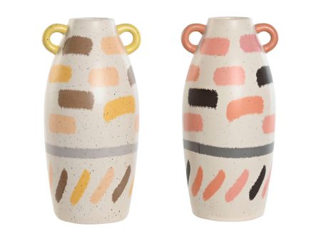 Vase Home ESPRIT Multicolour Dolomite 17 x 17 x 35 cm (2 Units) For Sale