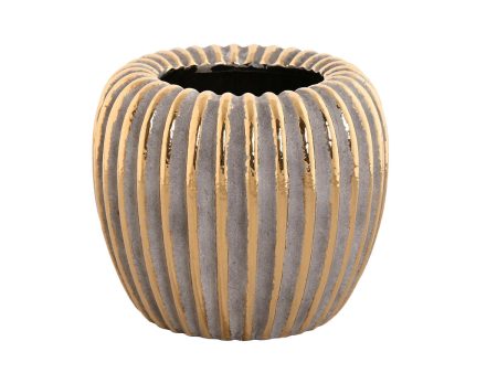 Vase Home ESPRIT Golden Stoneware Modern 19 x 19 x 16 cm Fashion