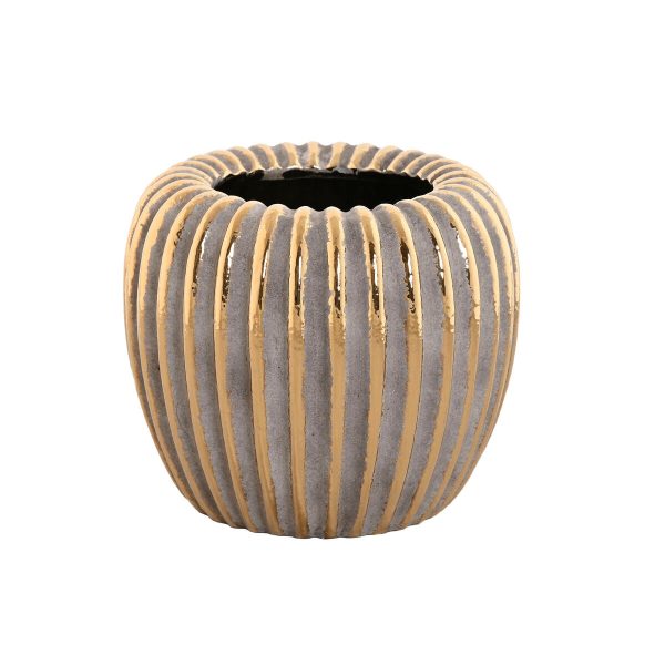 Vase Home ESPRIT Golden Stoneware Modern 19 x 19 x 16 cm Fashion